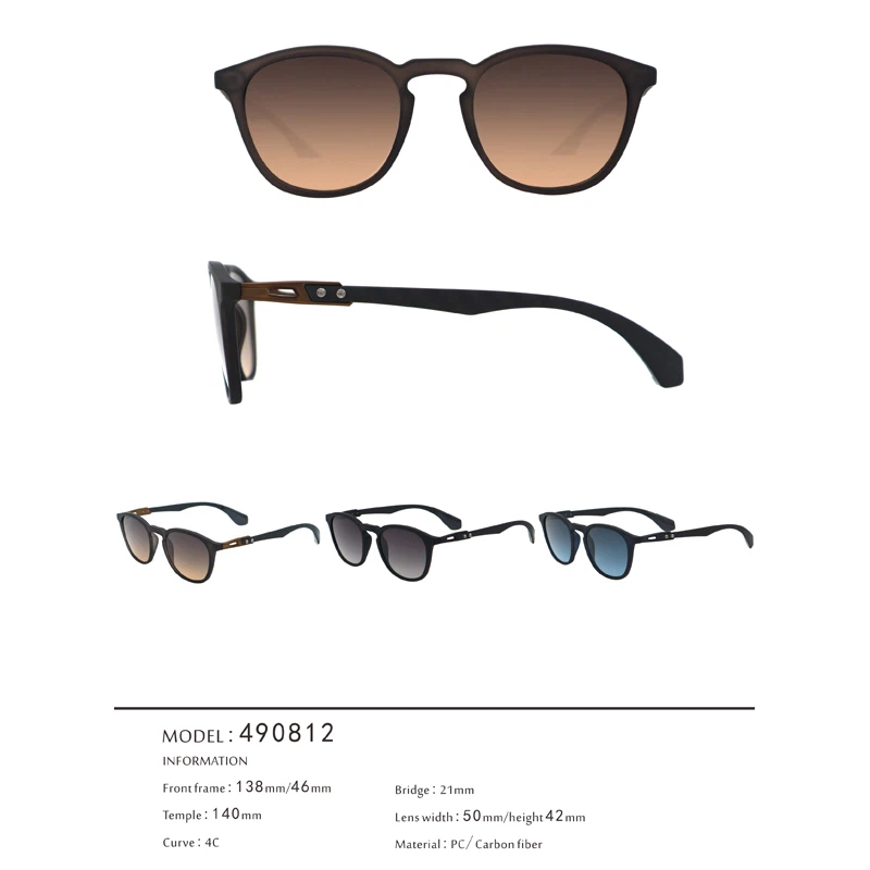 Round Shape Classic Carbon Fiber Unisex Sunglasses 490812 2